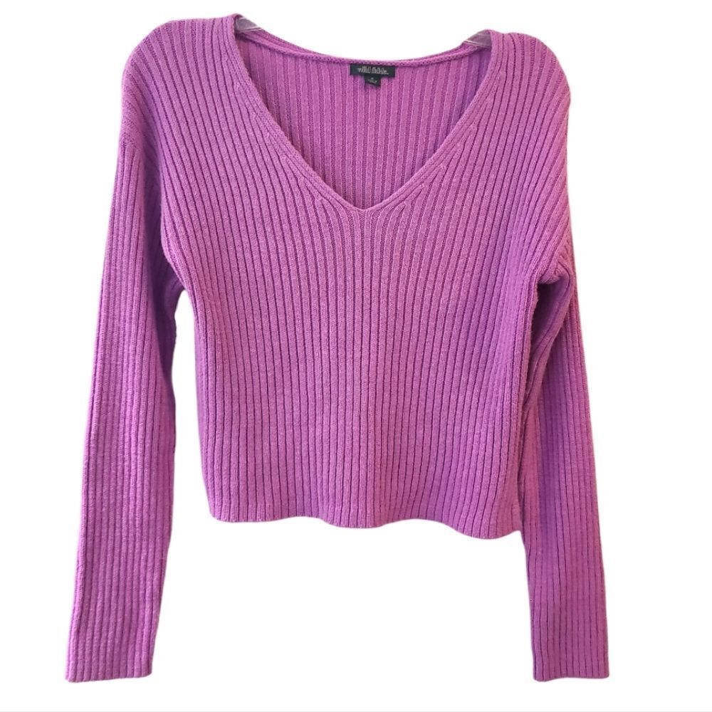 Wild Fable Fuschia Ribbed Cropped Sweater - Picture 2 of 9